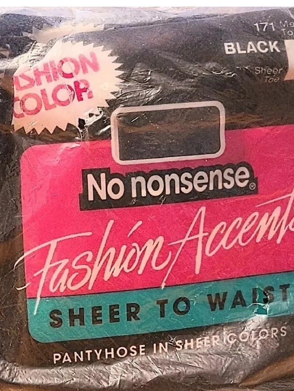 No Nonsense fashion accents sheer to waist pantyhose,black size: B Med-tall